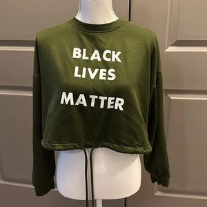 BLM Dark Green Crop Sweater